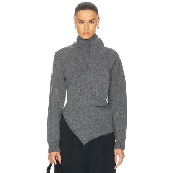 Rohe Sweaters - Rohe Gray Twisted Scarf Sweater Gray Wool Cashmere Size 38 EU 6 US